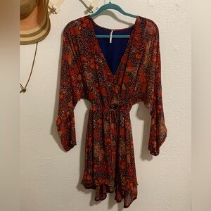 Free People Floral Dress With Ties Size Small